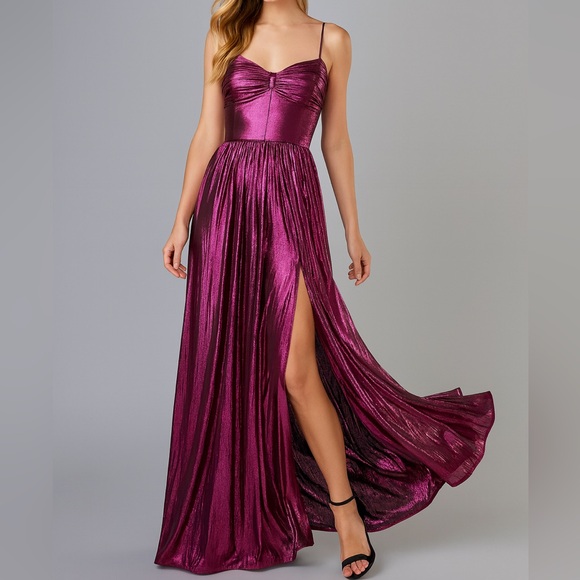 City Studio Dresses & Skirts - 🆕✨City Studio Magenta Pleated Gown Long Formal Dress 9/10 Shiny Satin Prom Maxi